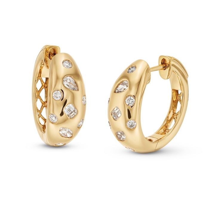 Mixed Shape Diamond Hoop Earrings