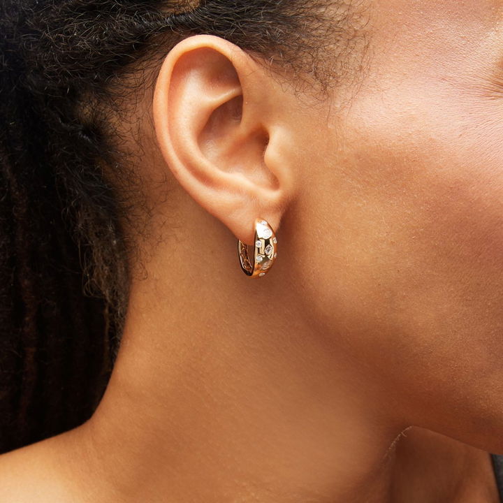 Mixed Shape Diamond Hoop Earrings