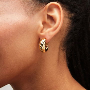 Twisted Cable Hoop Earrings In Yellow Gold 14K