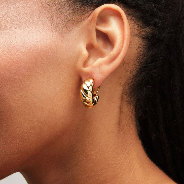 Twisted Cable Hoop Earrings In Yellow Gold 14K