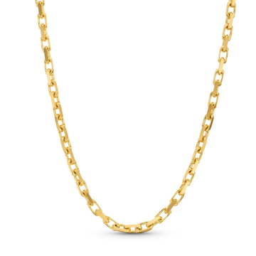 22 Inch French Cable Chain Necklace In Solid 14K Yellow Gold