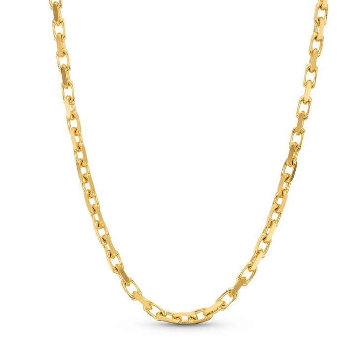 22 Inch French Cable Chain Necklace In Solid 14K Yellow Gold