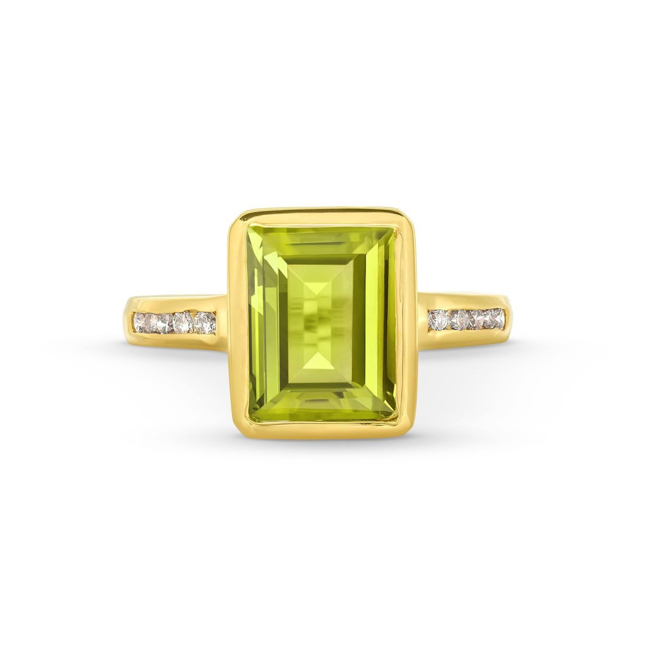 Peridot Diamond Bezel Ring