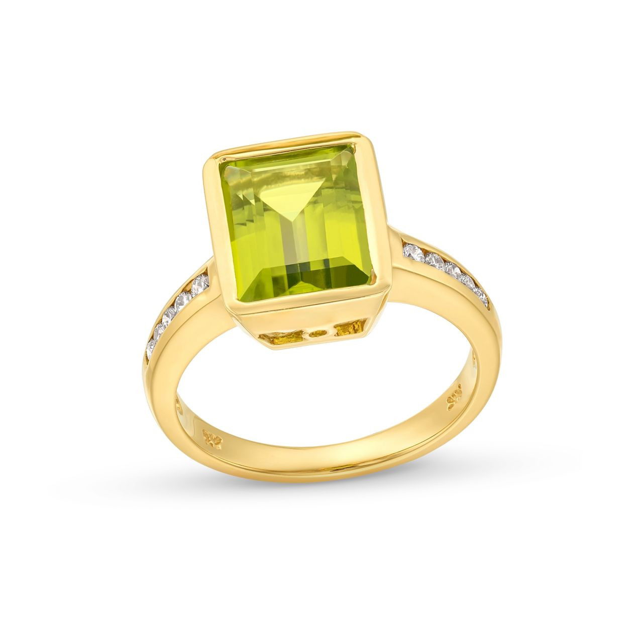 Peridot Diamond Bezel Ring