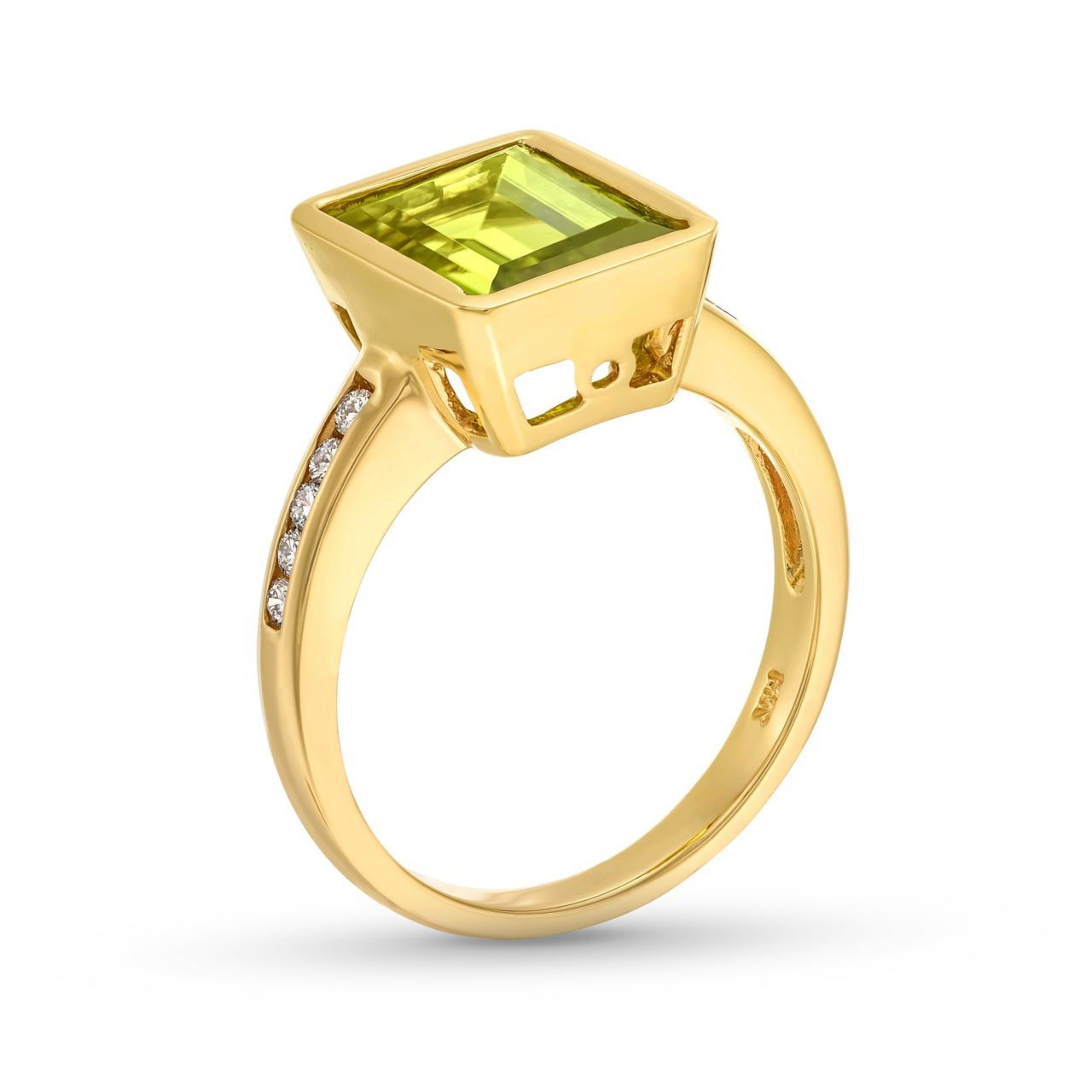 Peridot Diamond Bezel Ring