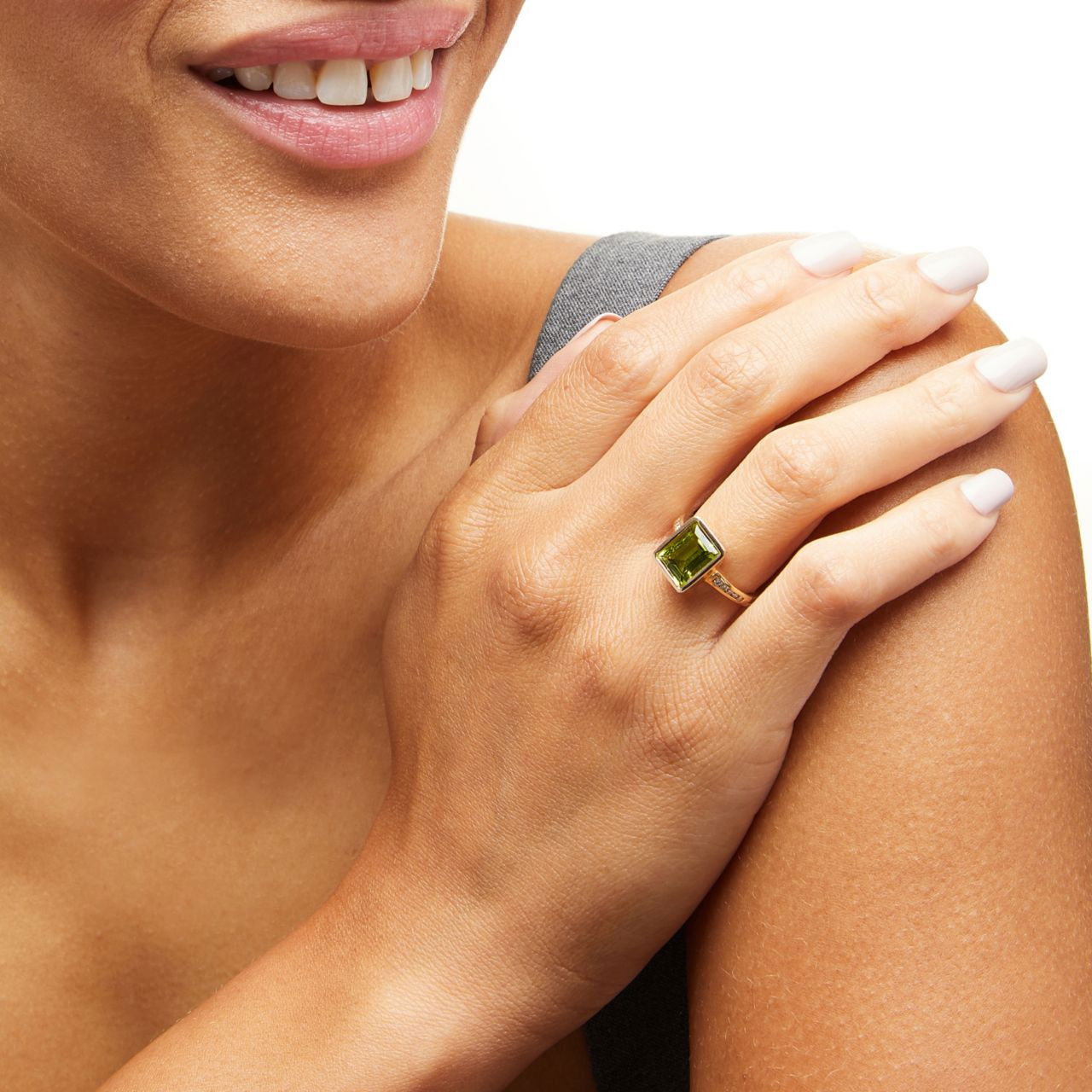 Peridot Diamond Bezel Ring