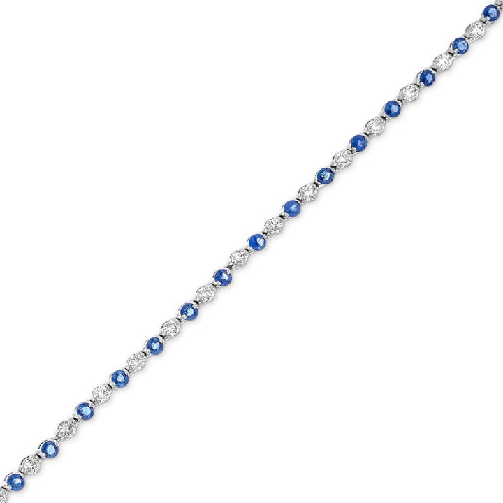 Alternating Round Blue Sapphire & Diamond Bracelet