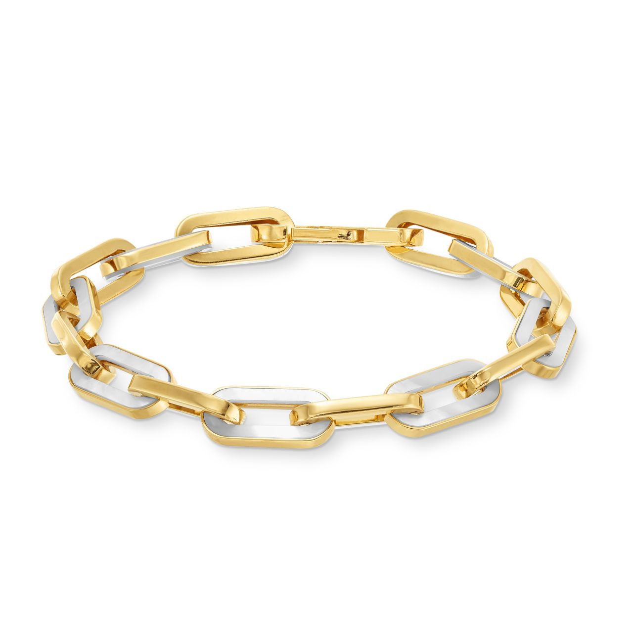 Mother of Pearl Paperclip Chain Bracelet 0
