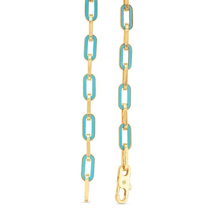 Turquoise Enamel Paperclip Chain Bracelet