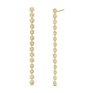 Illusion Diamond Dangle Earrings In Solid 14K Yellow Gold