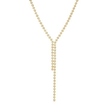 Illusion Diamond Y-Chain Necklace In Solid 14K Yellow Gold