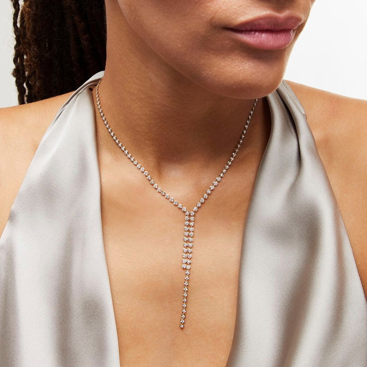 Illusion Diamond Y-Chain Necklace In Solid 14K Yellow Gold