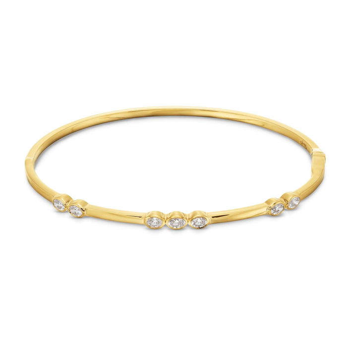 Seven Round Diamond Bangle Bracelet