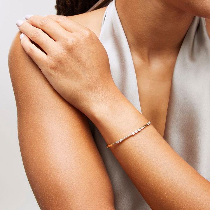 Seven Round Diamond Bangle Bracelet