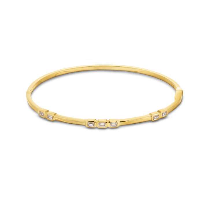 Seven Emerald Cut Diamond Bangle Bracelet