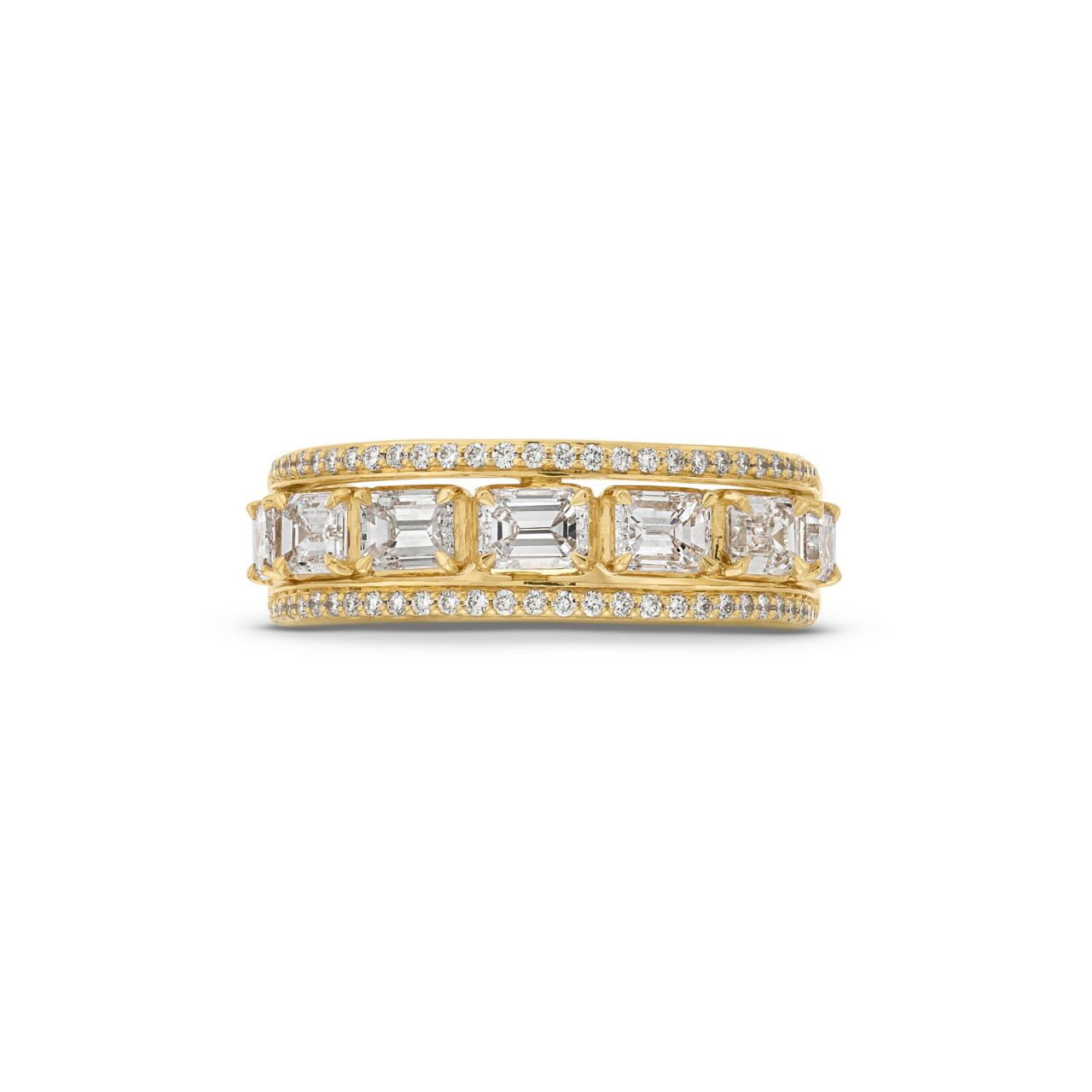 Emerald Cut Pave Diamond Wedding Band 0