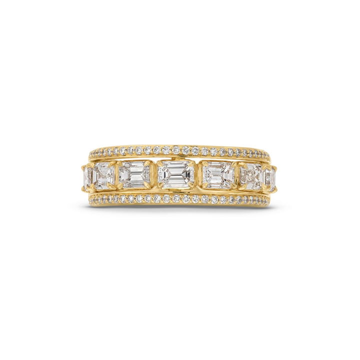 Emerald Cut Pave Diamond Wedding Band
