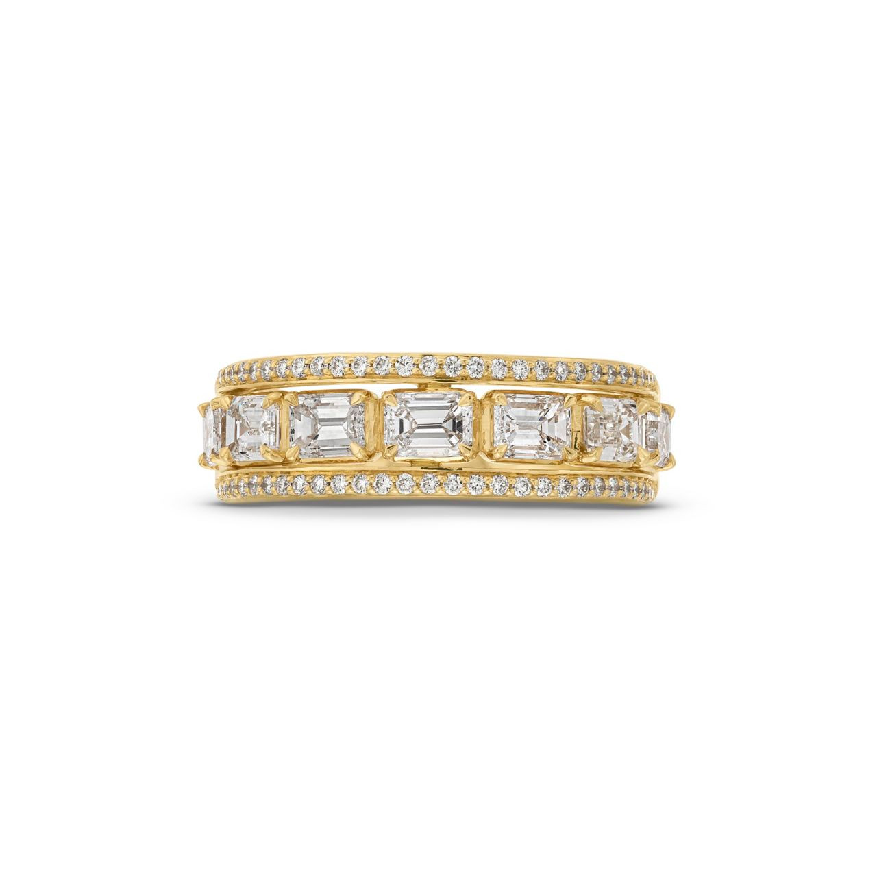 Emerald Cut Pave Diamond Wedding Band 0