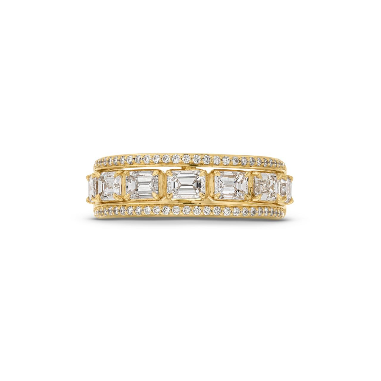 Emerald Cut Pave Diamond Wedding Band 0