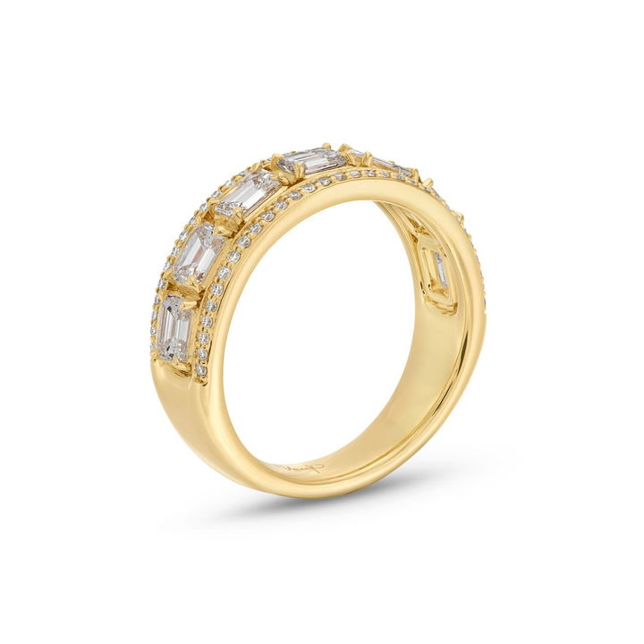 Emerald Cut Pave Diamond Wedding Band