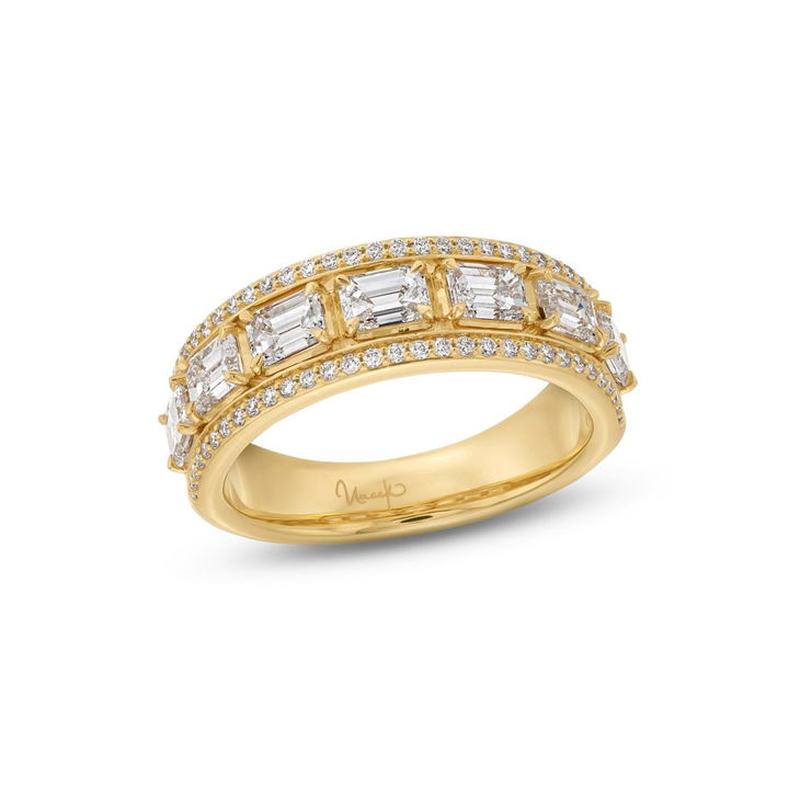 Emerald Cut Pave Diamond Wedding Band