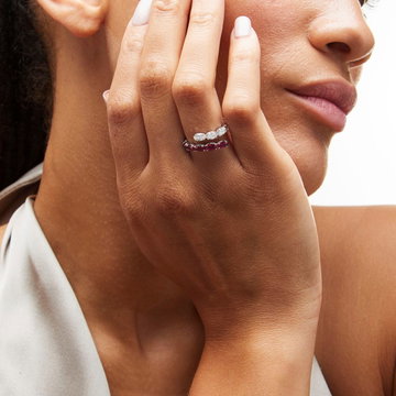 Ruby and Diamond Open Wrap Ring In Solid 18K White Gold