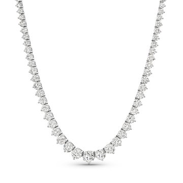 White Gold Graduated Round Diamond Riviera Necklace In White Gold 14K