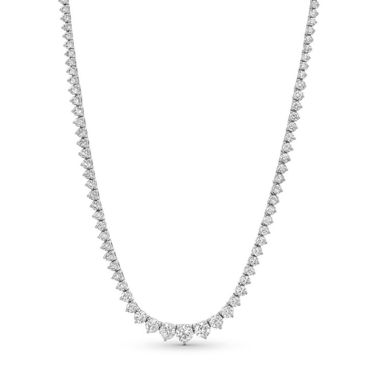 White Gold Graduated Round Diamond Riviera Necklace In White Gold 14K