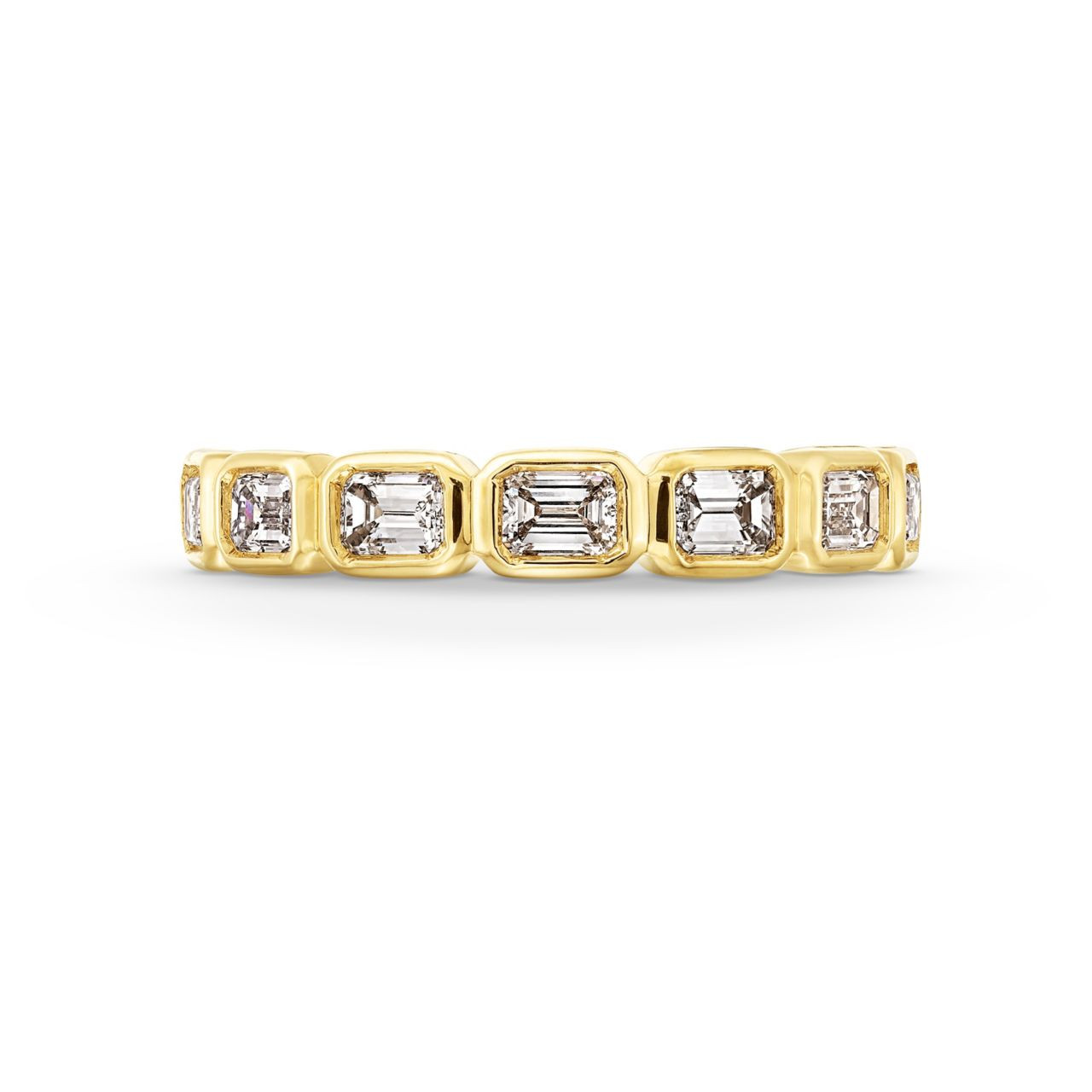 Emerald Cut Diamond Bezel Wedding Band 0