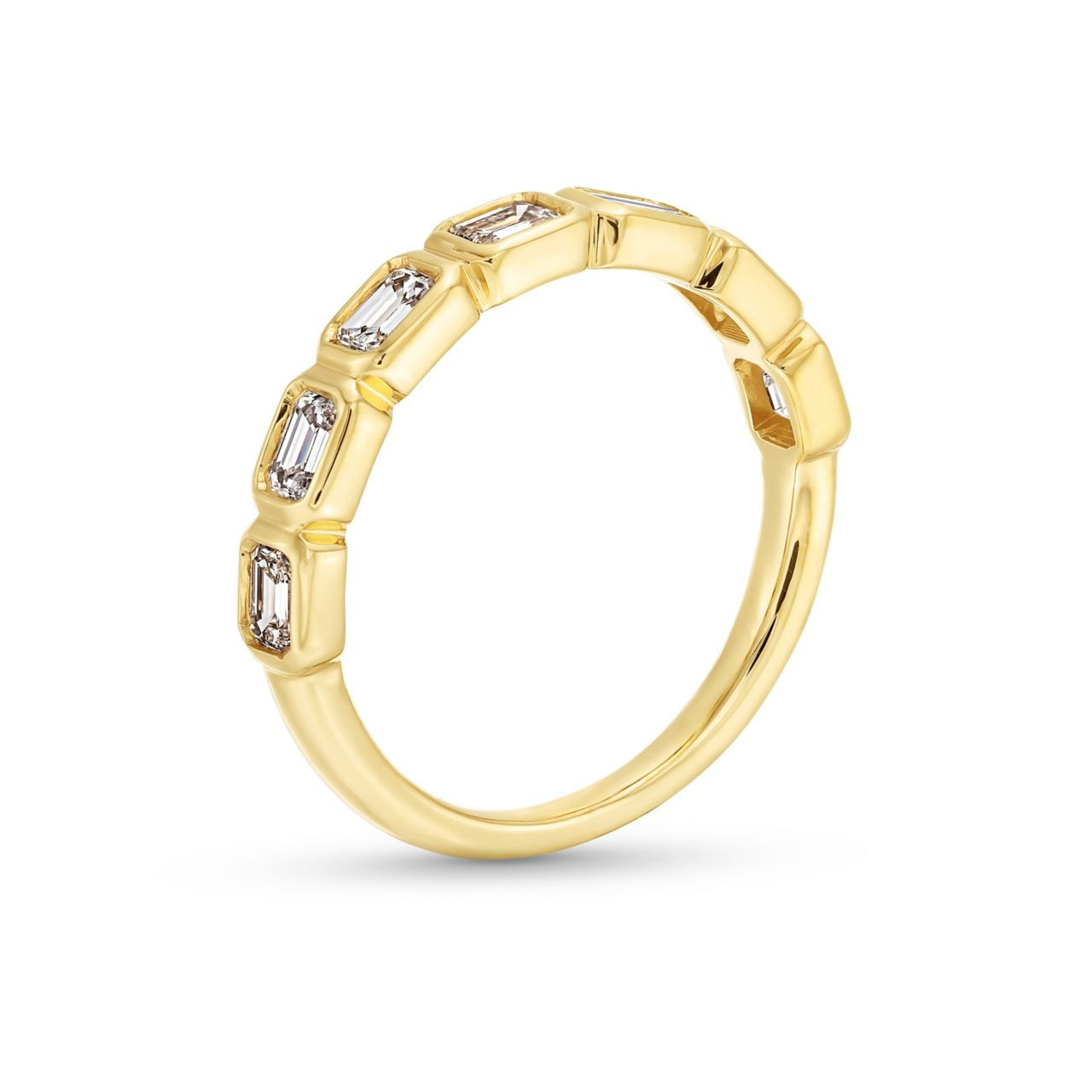 Emerald Cut Diamond Bezel Wedding Band 2