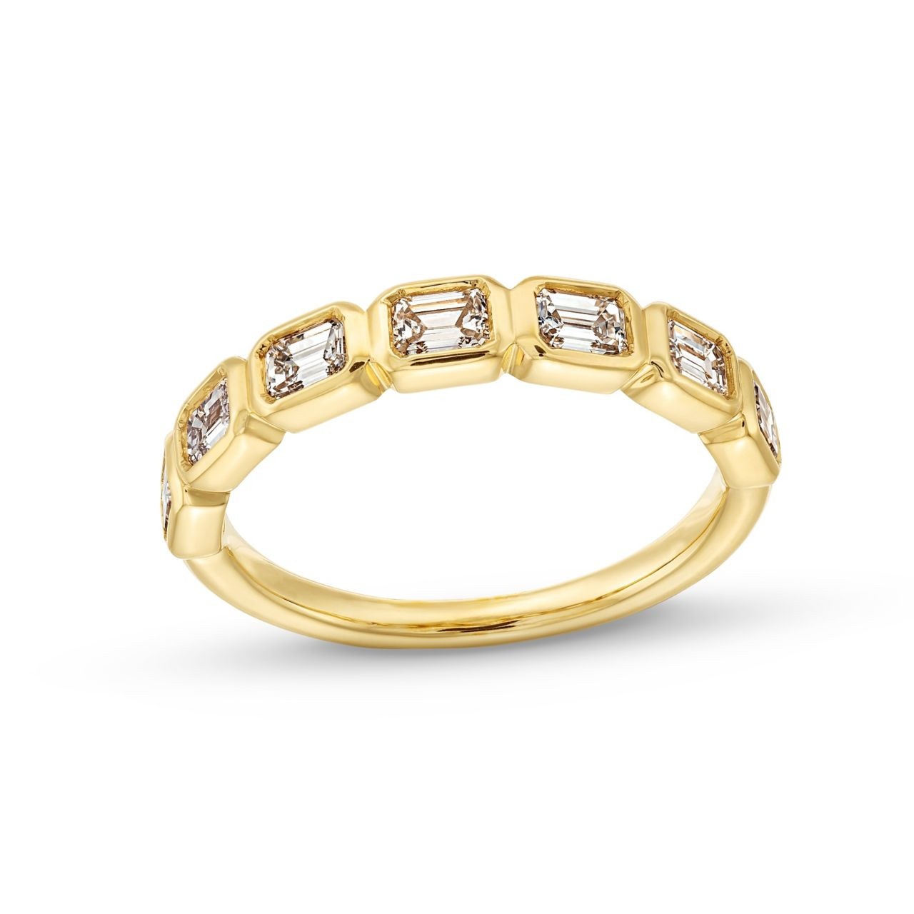 Emerald Cut Diamond Bezel Wedding Band 1