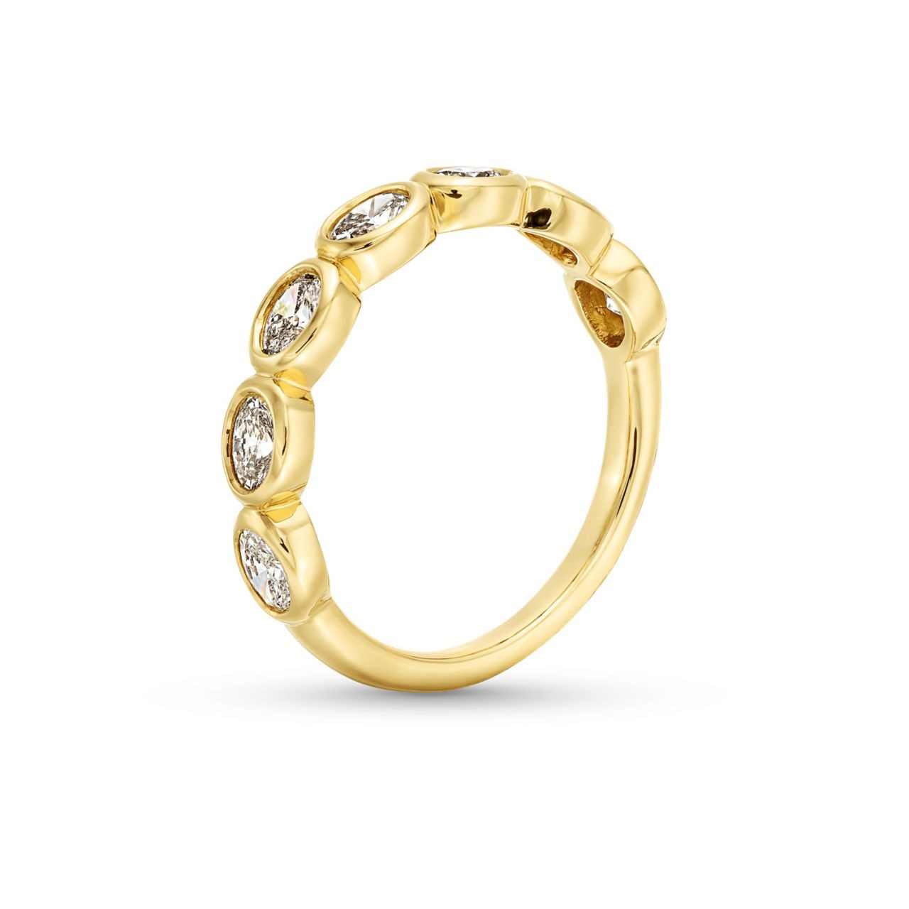 Oval Cut Diamond Bezel Wedding Band 2