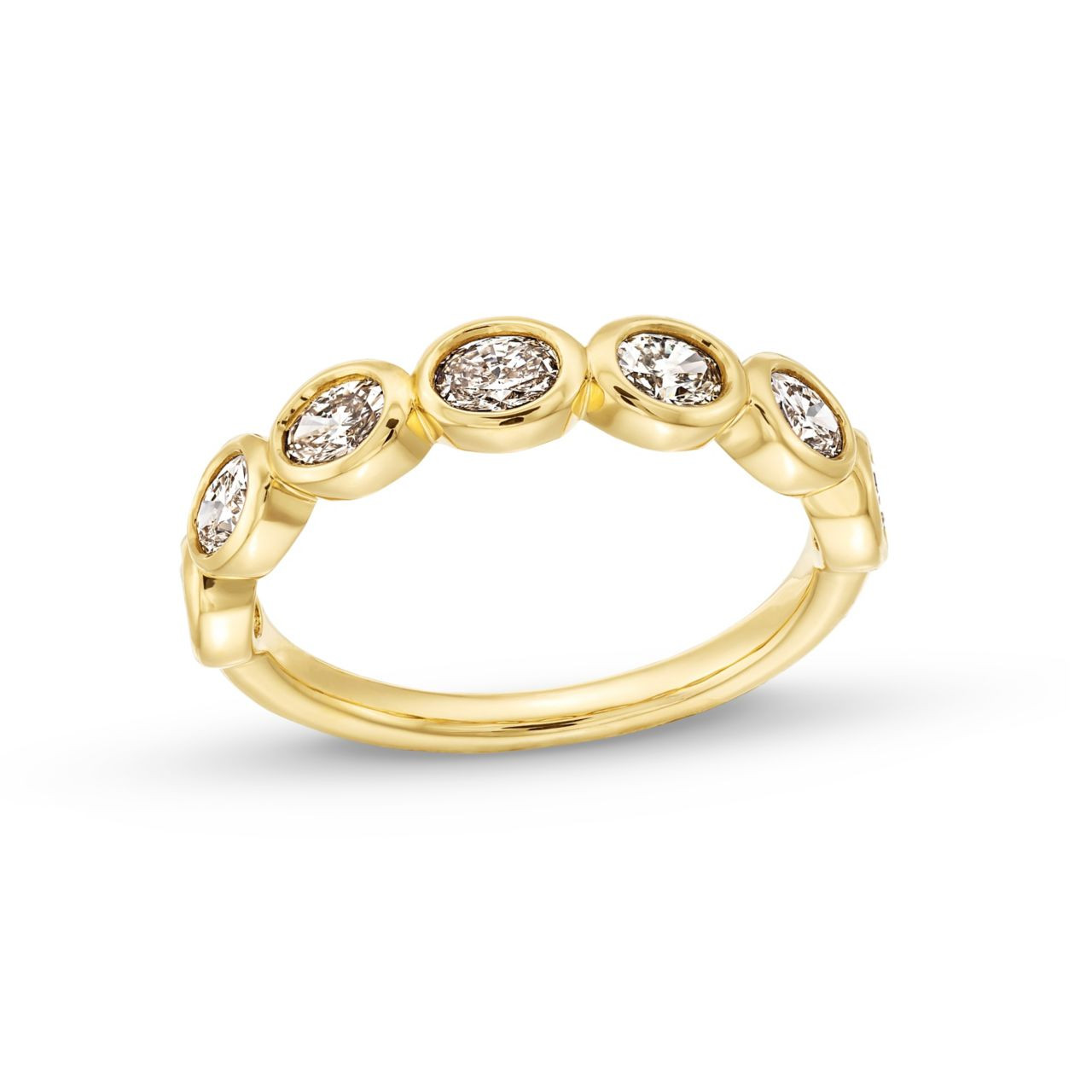 Oval Cut Diamond Bezel Wedding Band 1