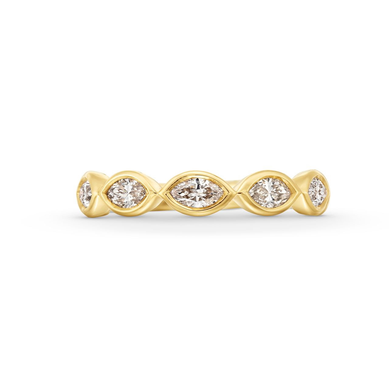 Marquise Cut Diamond Bezel Wedding Band 0
