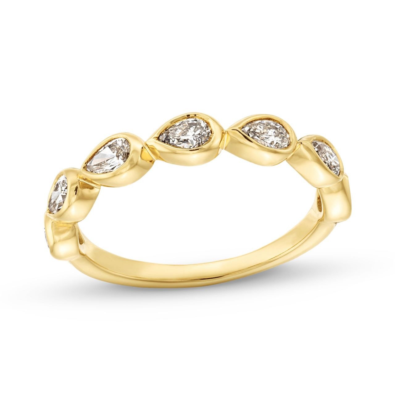 Pear Cut Diamond Bezel Wedding Band