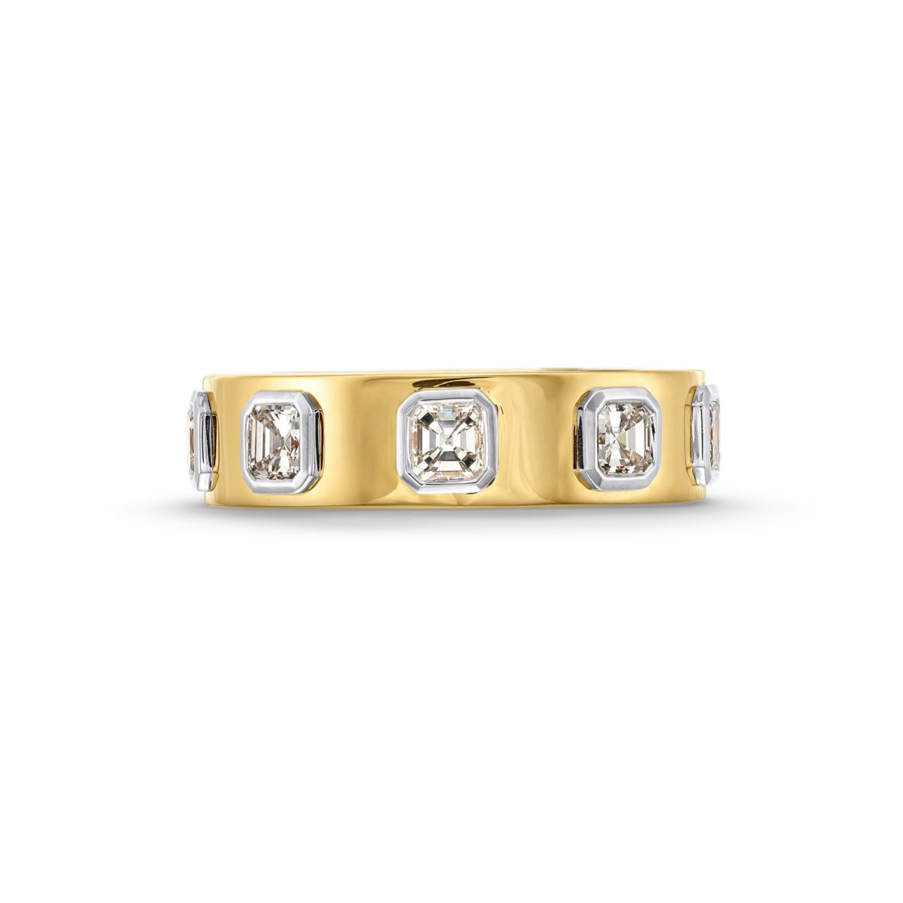 Asscher Cut Bezel Wedding Band