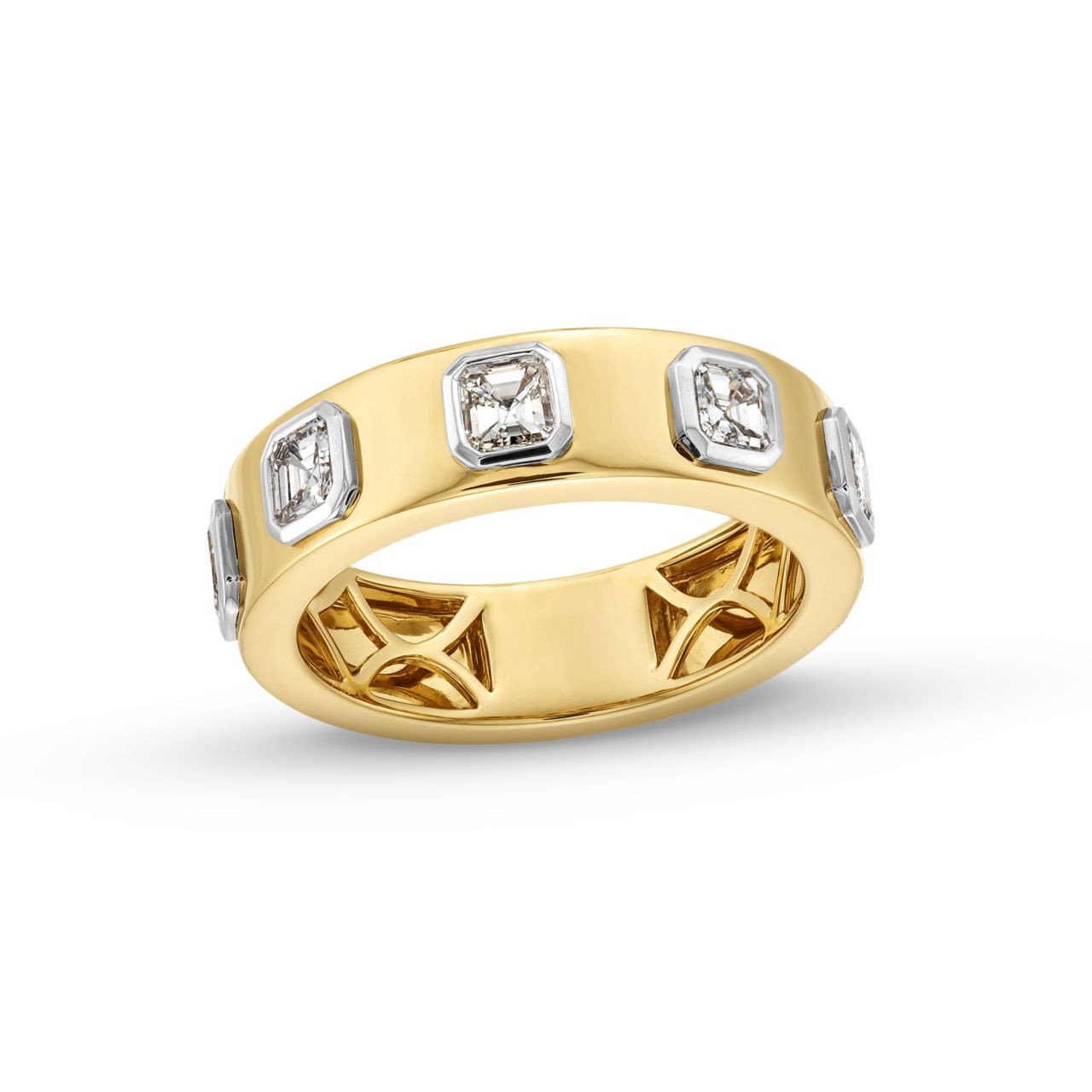 Asscher Cut Bezel Wedding Band