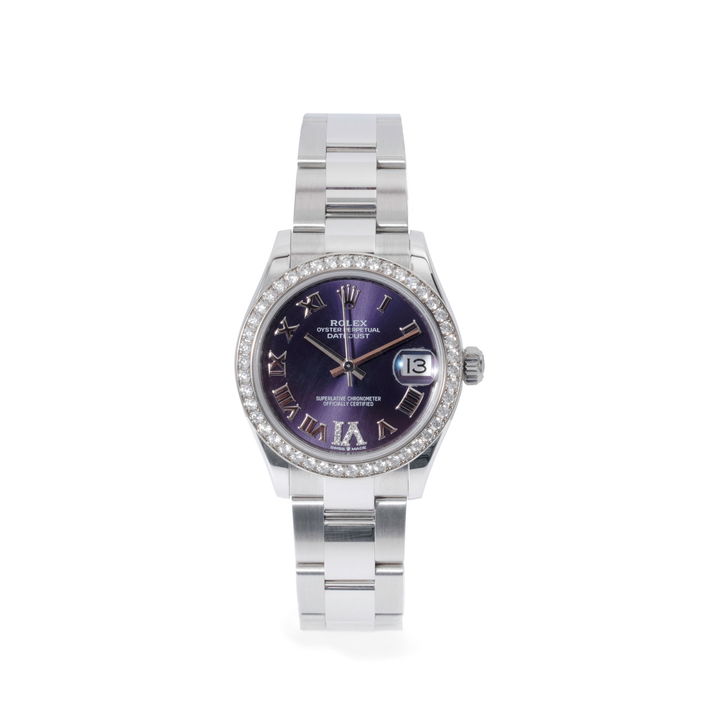 Rolex Datejust 31 Purple Roman Dial Watch | Oystersteel