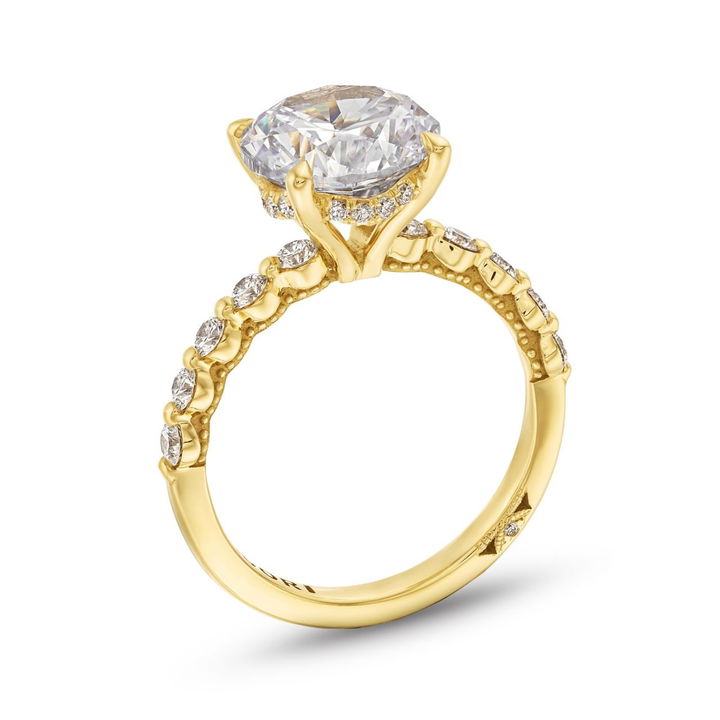 Yellow Gold 18K Tacori Sculpted Crescent Round Engagement Setting