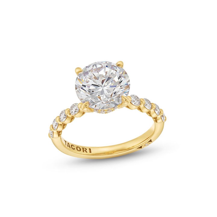 Yellow Gold 18K Tacori Sculpted Crescent Round Engagement Setting