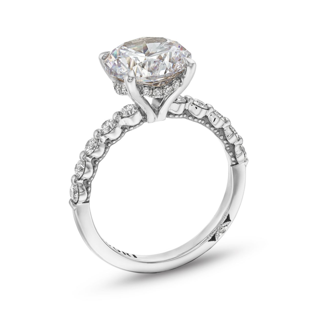Tacori Sculpted Crescent Round Engagement Setting In White Gold 18K 2
