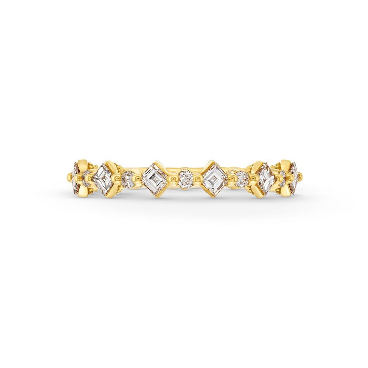 Yellow Gold 18K Tacori Sculpted Crescent Carre Round Diamond Band