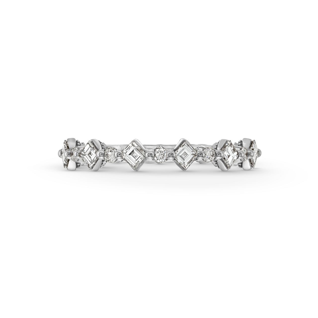 Tacori Sculpted Crescent Carre Round Diamond Wedding Band In White Gold 18K 0