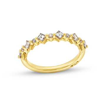 Tacori Sculpted Crescent Carre Round Diamond Wedding Band In Yellow Gold 18K