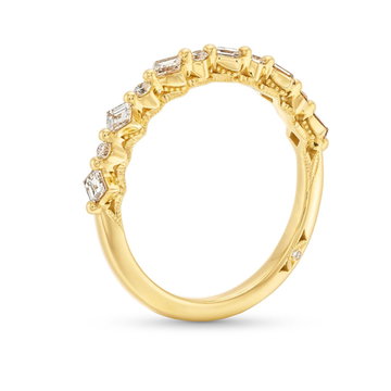 Tacori Sculpted Crescent Carre Round Diamond Wedding Band In Yellow Gold 18K