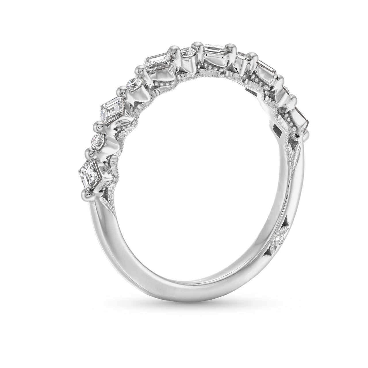 Tacori Sculpted Crescent Carre Round Diamond Wedding Band In White Gold 18K 2