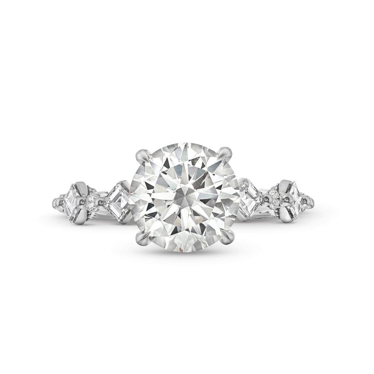 Tacori Sculpted Crescent Carre Round Diamond Engagement Setting In White Gold 18K 0