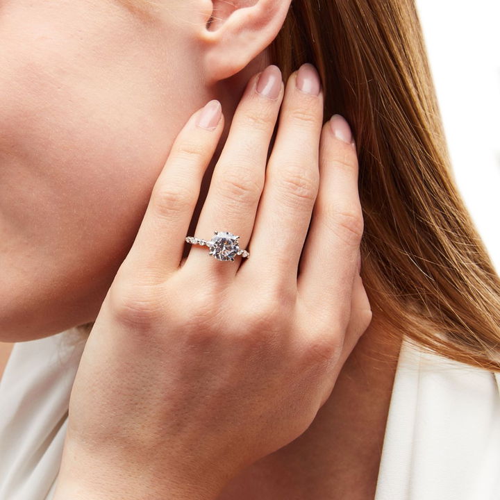 White Gold 18K Tacori Sculpted Crescent Marquise Round Diamond Engagement Setting