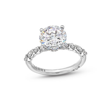 Tacori Sculpted Crescent Marquise Round Diamond Engagement Setting In White Gold 18K