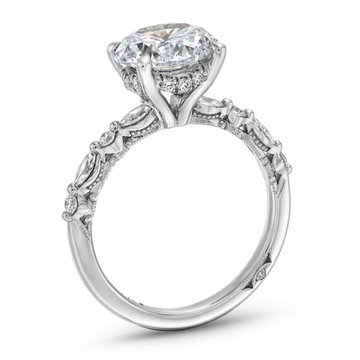 Tacori Sculpted Crescent Marquise Round Diamond Engagement Setting In White Gold 18K